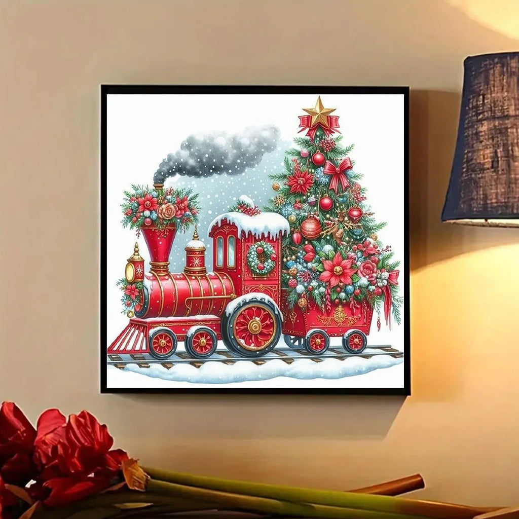 Christmas Train Diamond Painting Kit | Full Round Drill