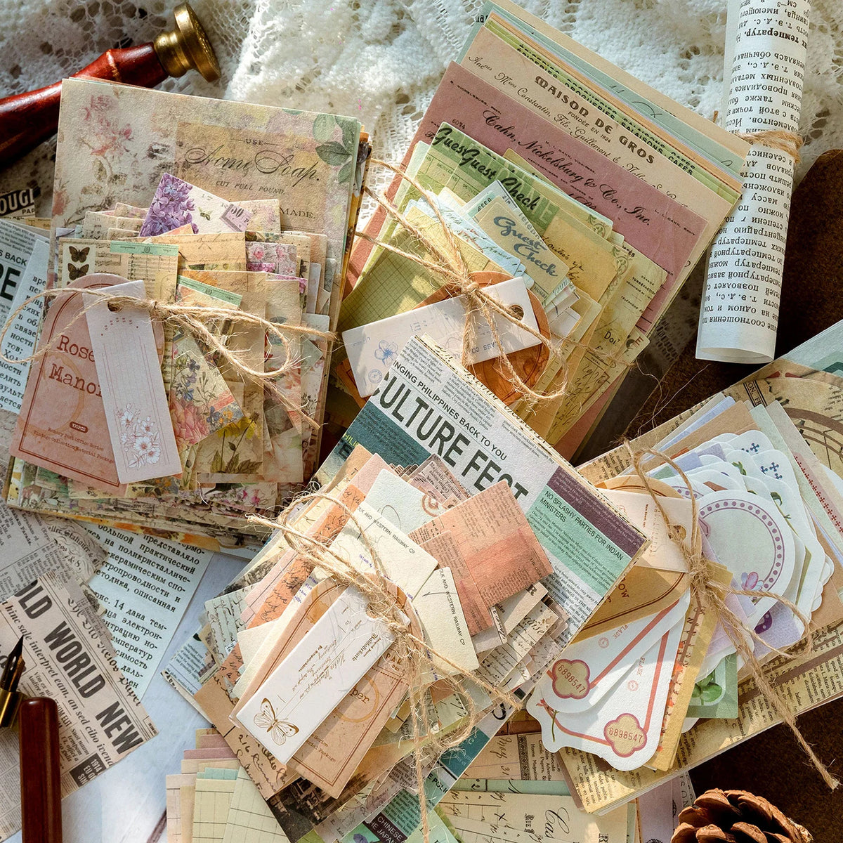 Vintage Junk Journal Paper Kit | 100pcs Scrapbooking Collage Craft Sheets