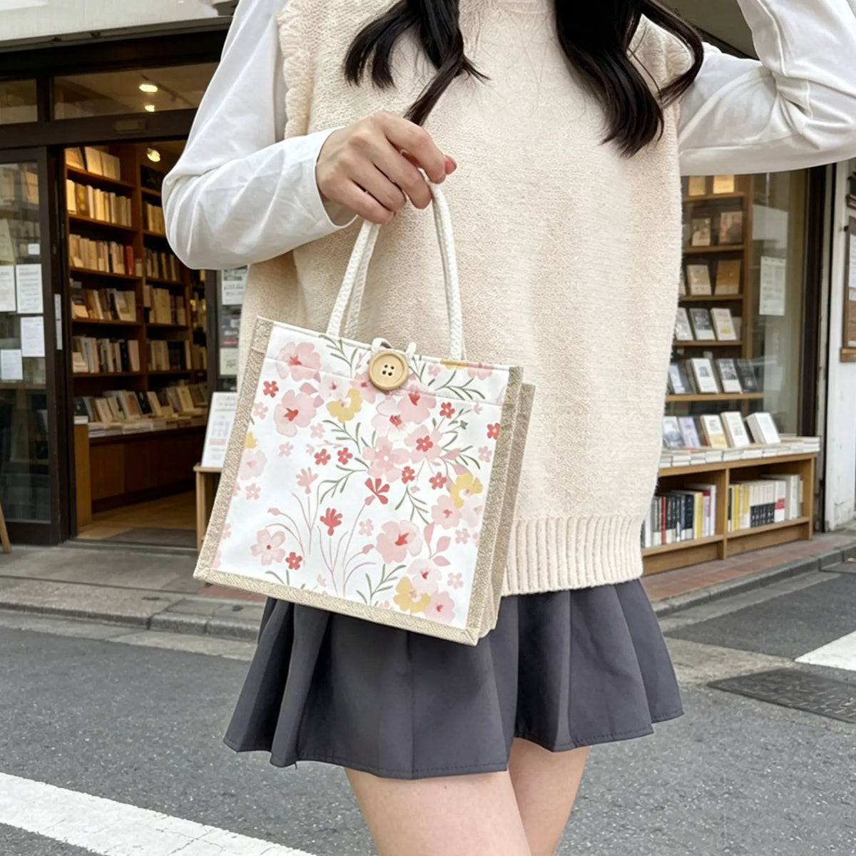 Mini Floral Linen Handbag | Boho Square Bag for Women | 6 Styles