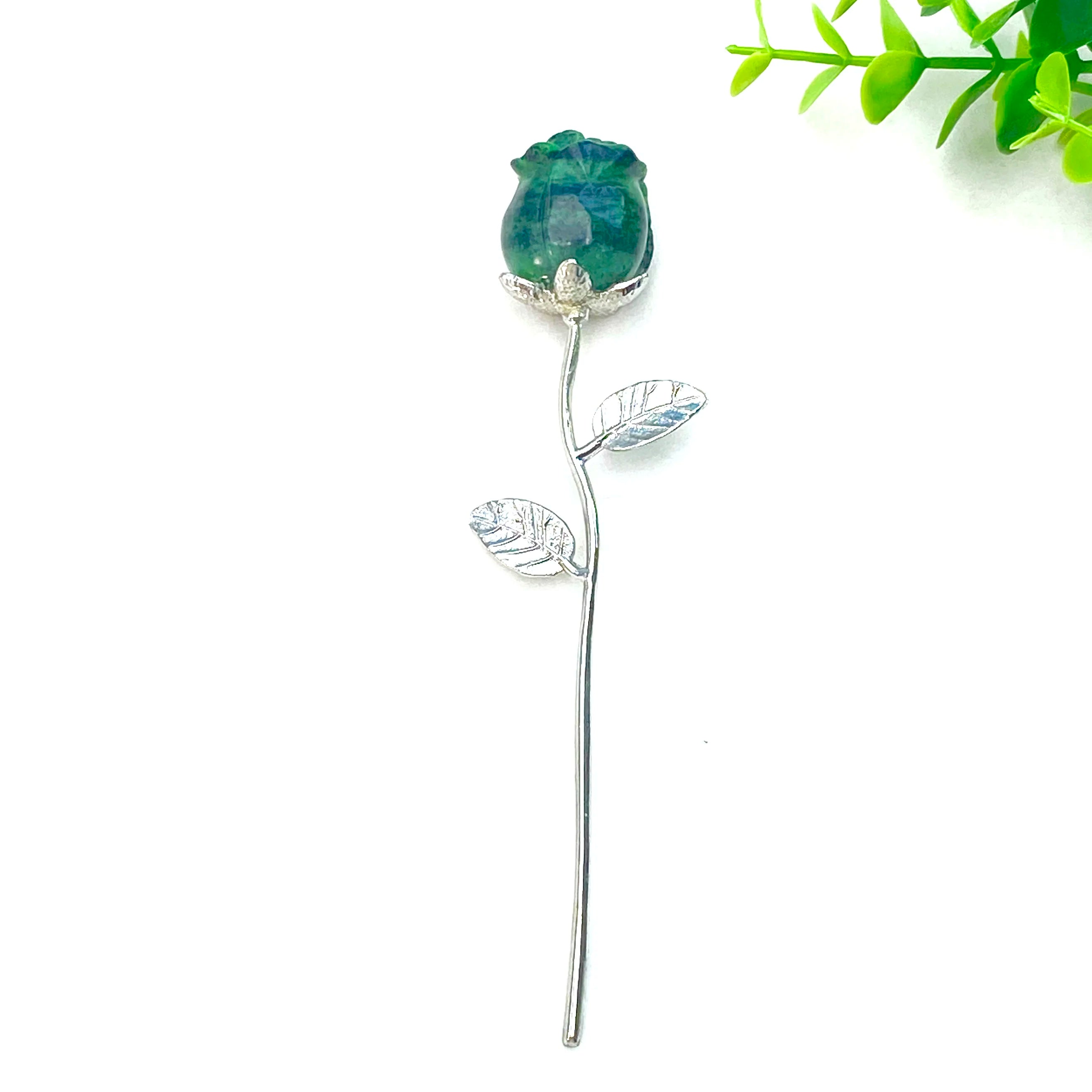 Crystal Carved Rose Flower — Natural Gemstone Rose Gift