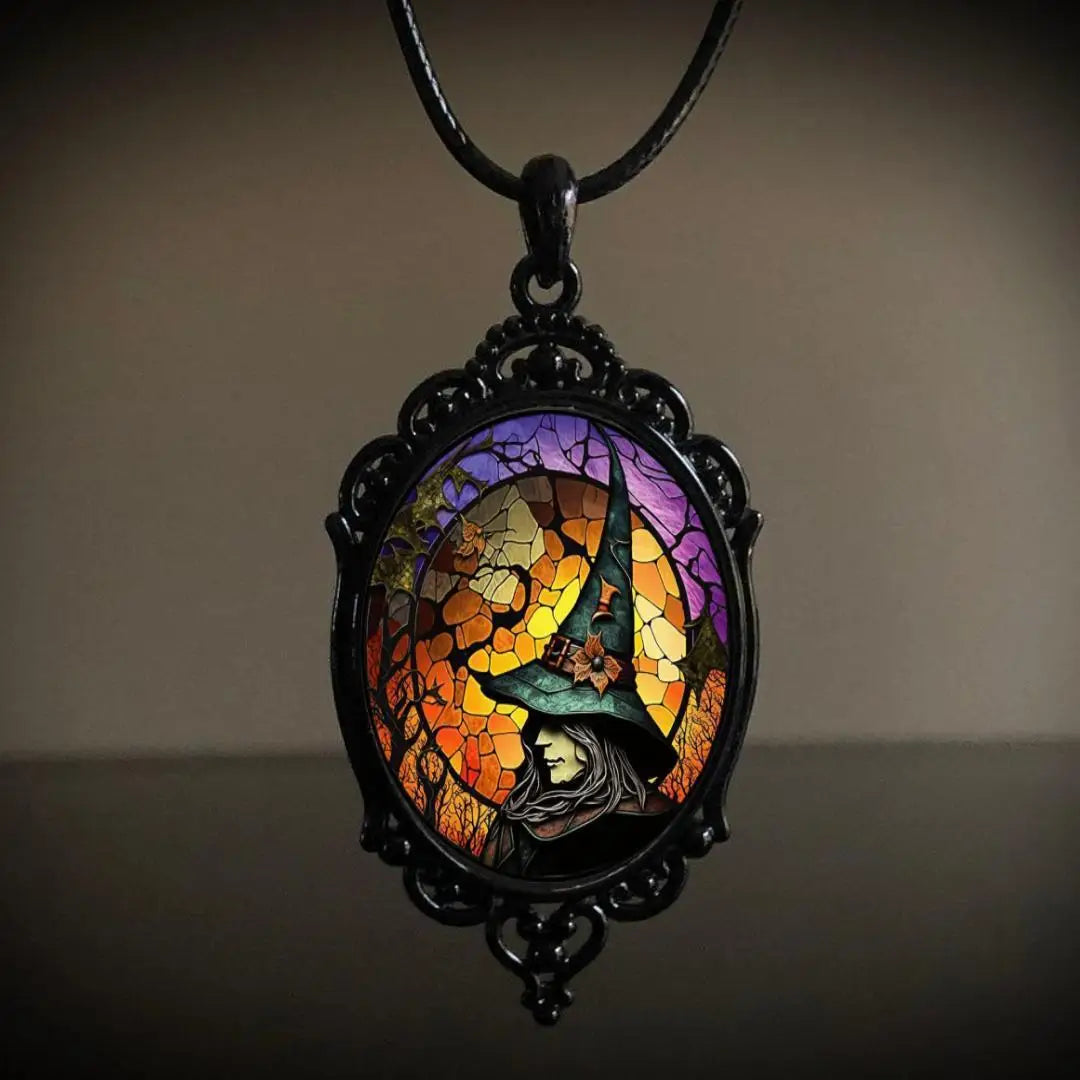 Gothic Crow, Cross & Witch Pendant Necklace