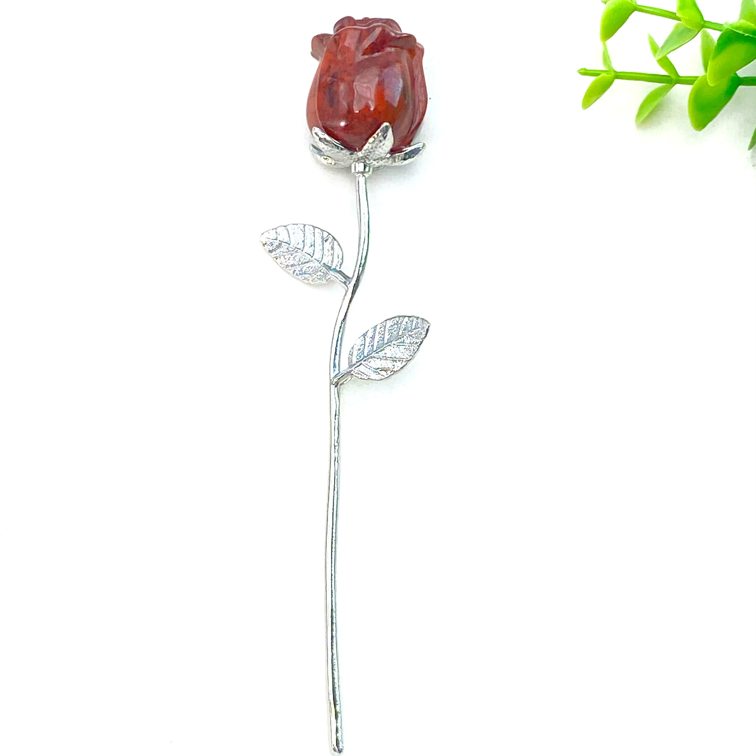Crystal Carved Rose Flower — Natural Gemstone Rose Gift