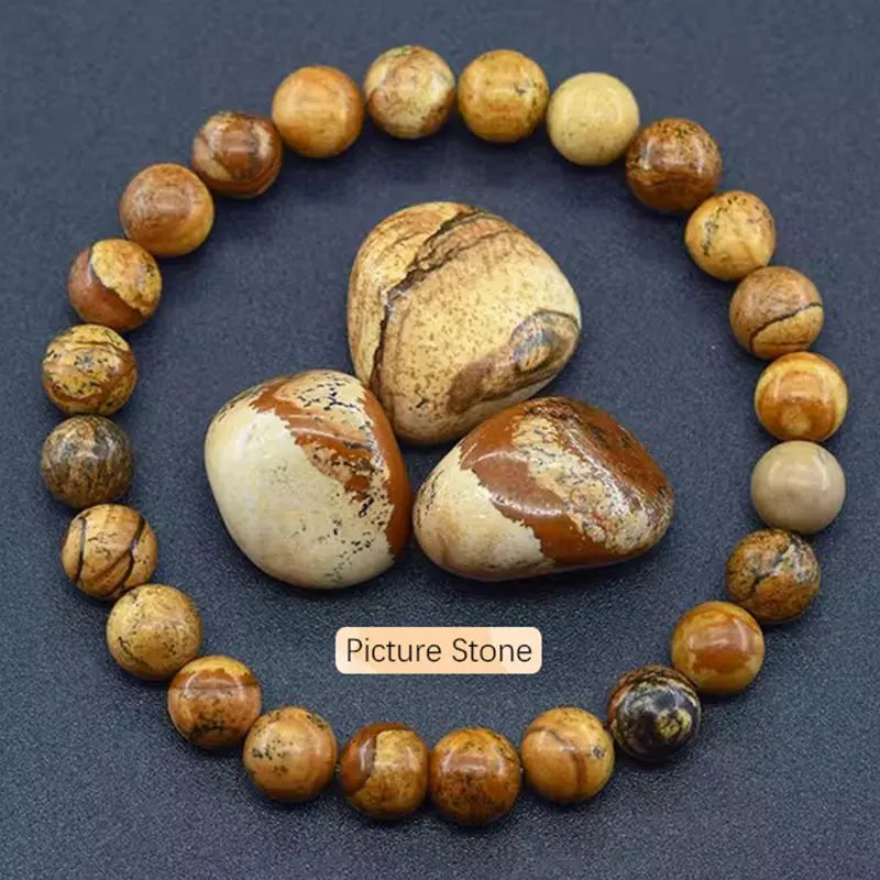 Natural Gemstone Beaded Bracelet — Healing Crystal Stretch Bracelet