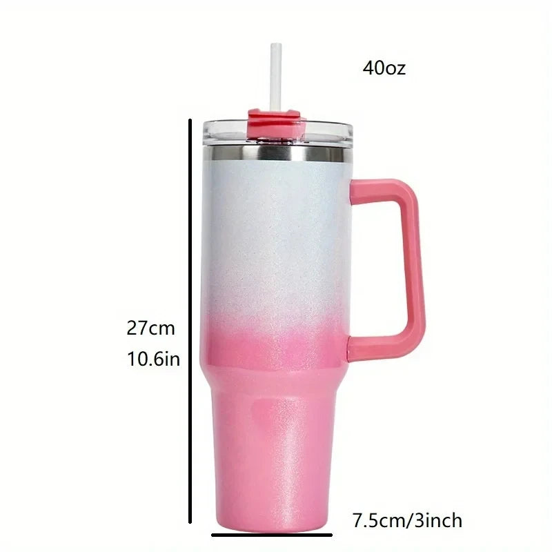 Iridescent Shimmer Tumbler with Handle & Straw | 40 oz