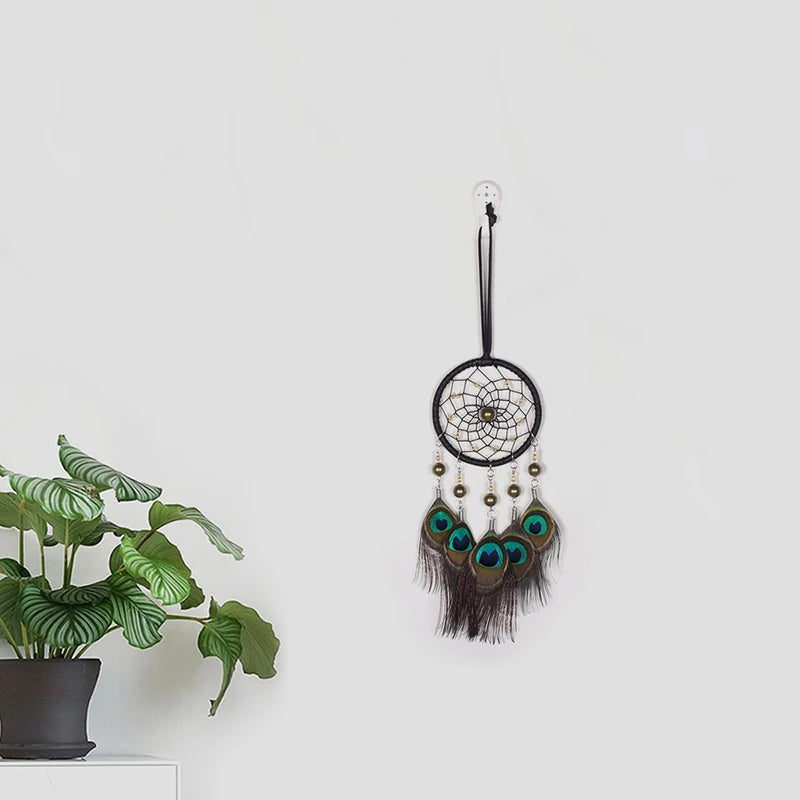 Mini Dream Catcher Feather Pendant — Car Charm, Wind Chime & Wall Hanging
