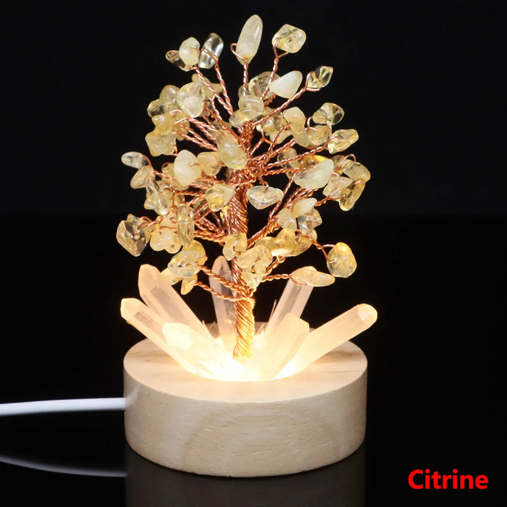 Crystal Tree Lamp – Natural Stone Reiki Healing Décor