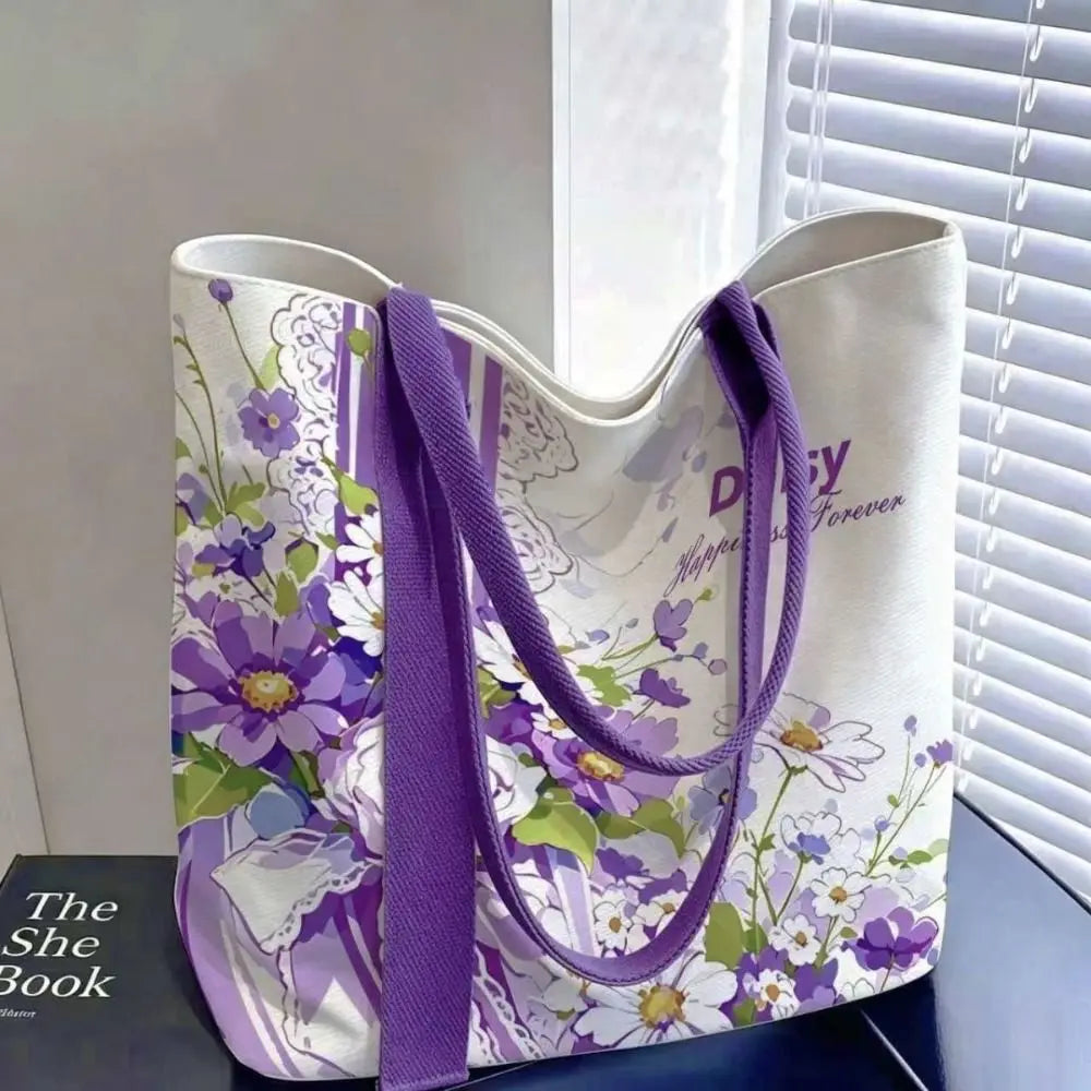 Pink Floral Canvas Shoulder Tote | Two Sizes