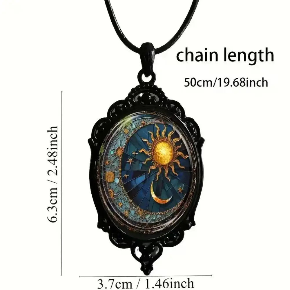 Gothic Sun & Moon Witch Necklace | Vintage Cameo Punk Charm | Witchy Jewelry Gift