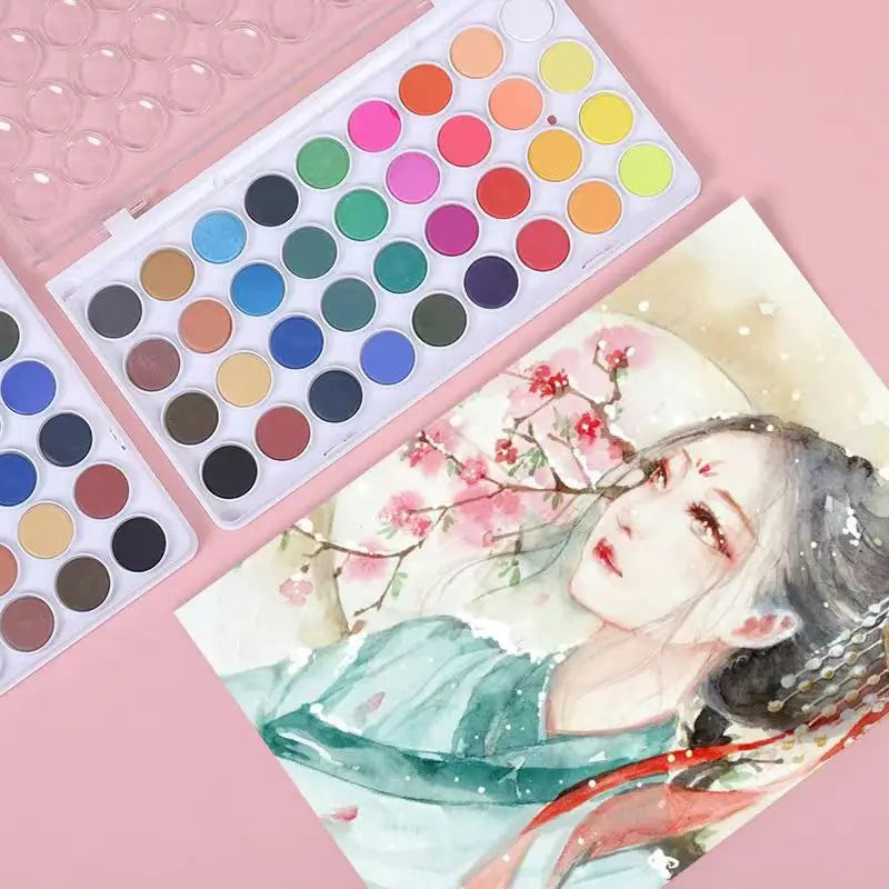 Watercolor Paint Set with Brushes & Case | 16, 36 or 48 Colors