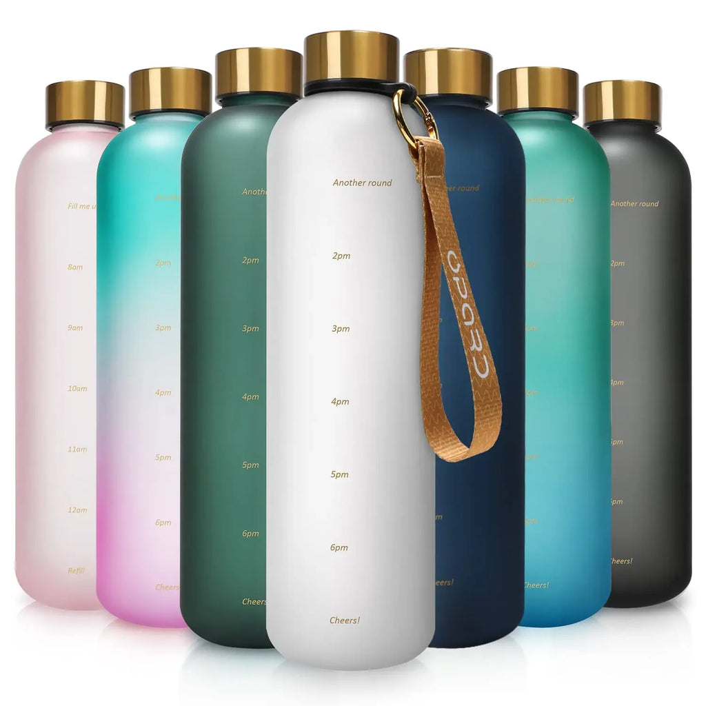 1L Time-Marker Water Bottle | Matte & Two-Tone Colors