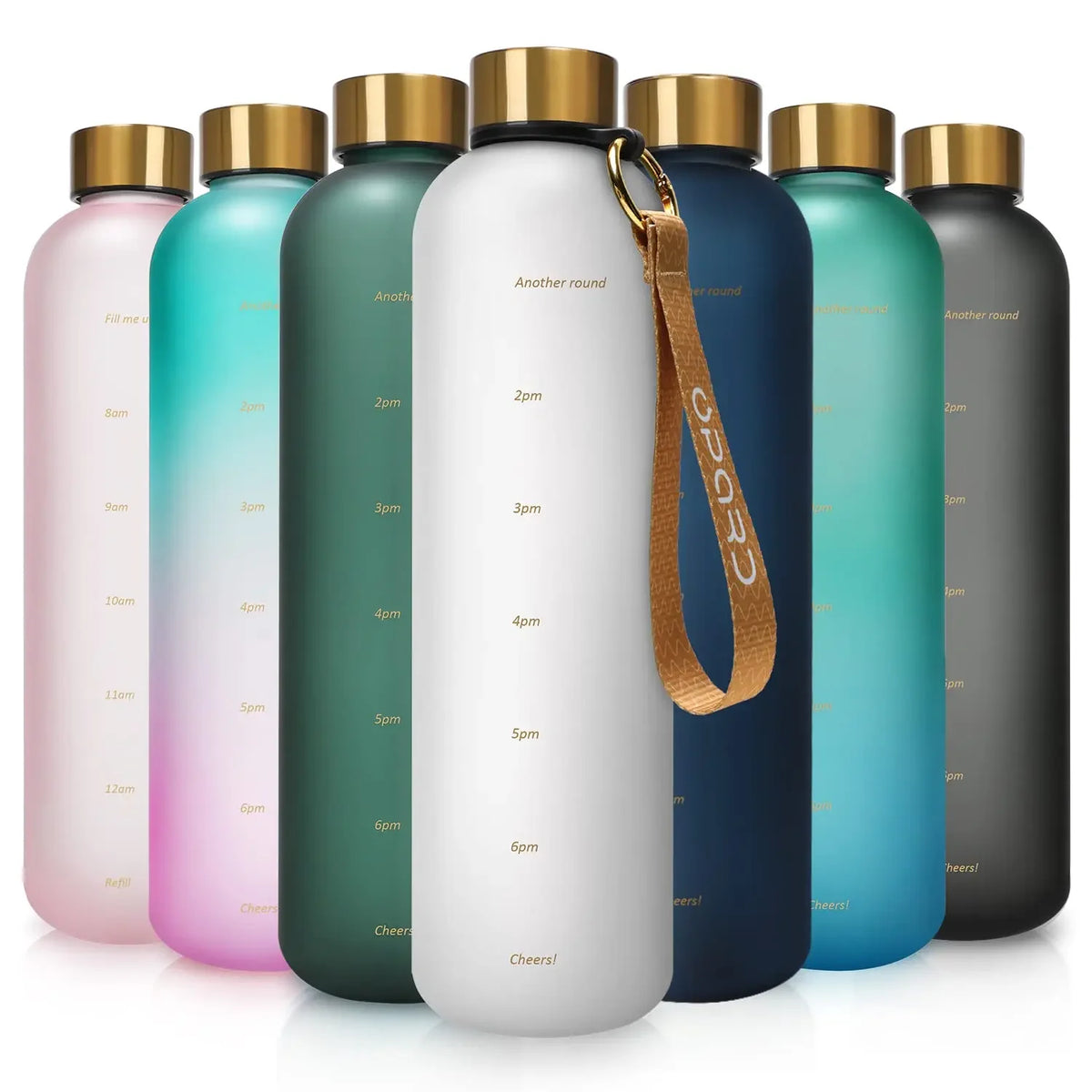 1L Time-Marker Water Bottle | Matte & Two-Tone Colors