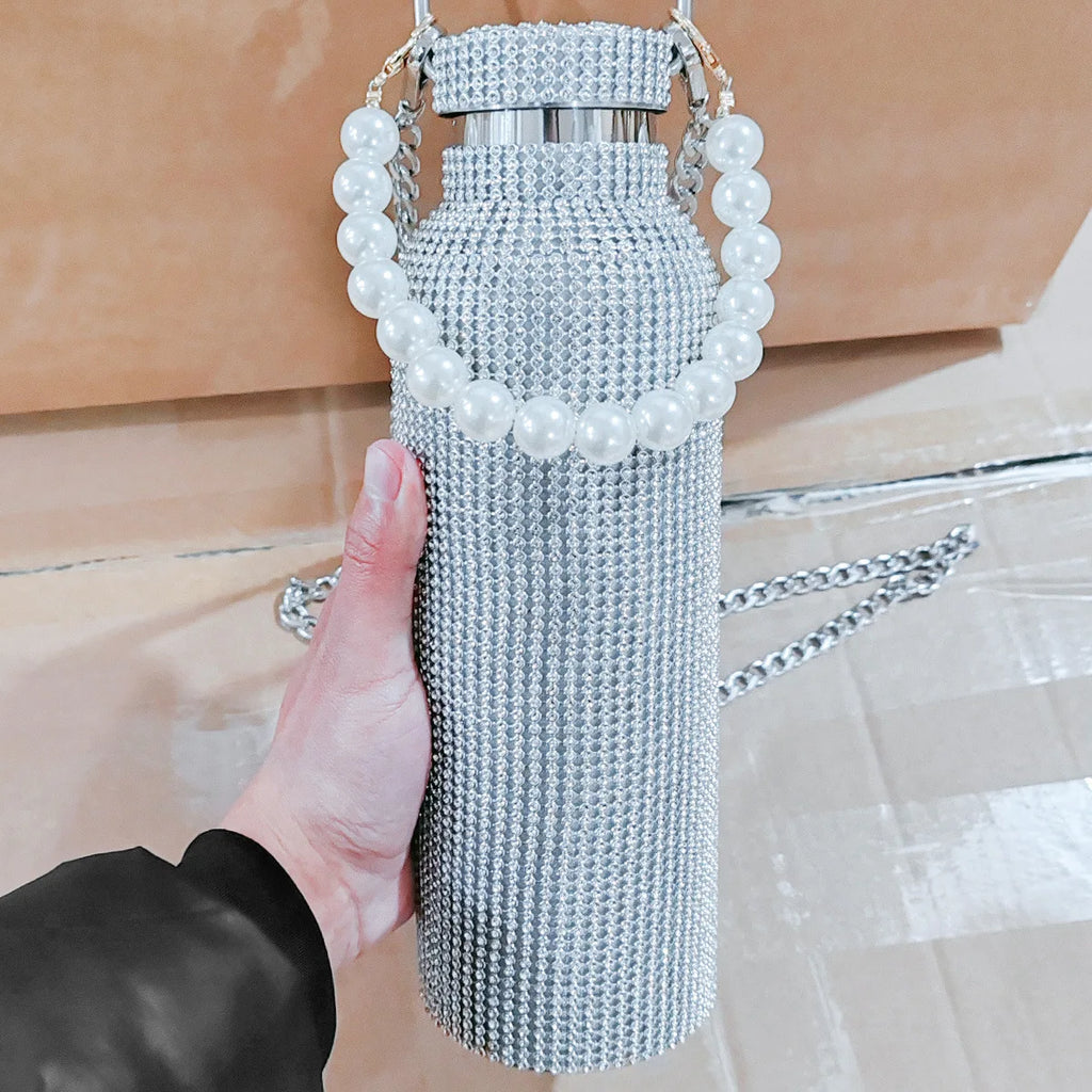 Starlit Sip Embellished Insulated Water Bottle with Chain