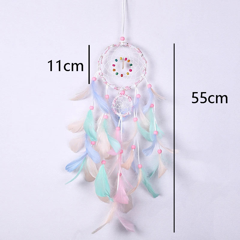 Indian Dream Catcher Wall Hanging | Feather & Bead Boho Wall Decor