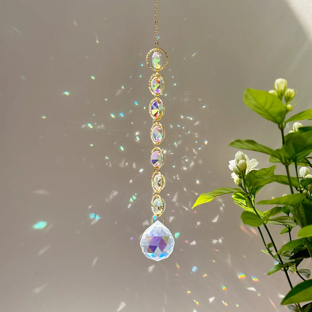 Rainbow Whimsy Crystal Suncatcher Mobile