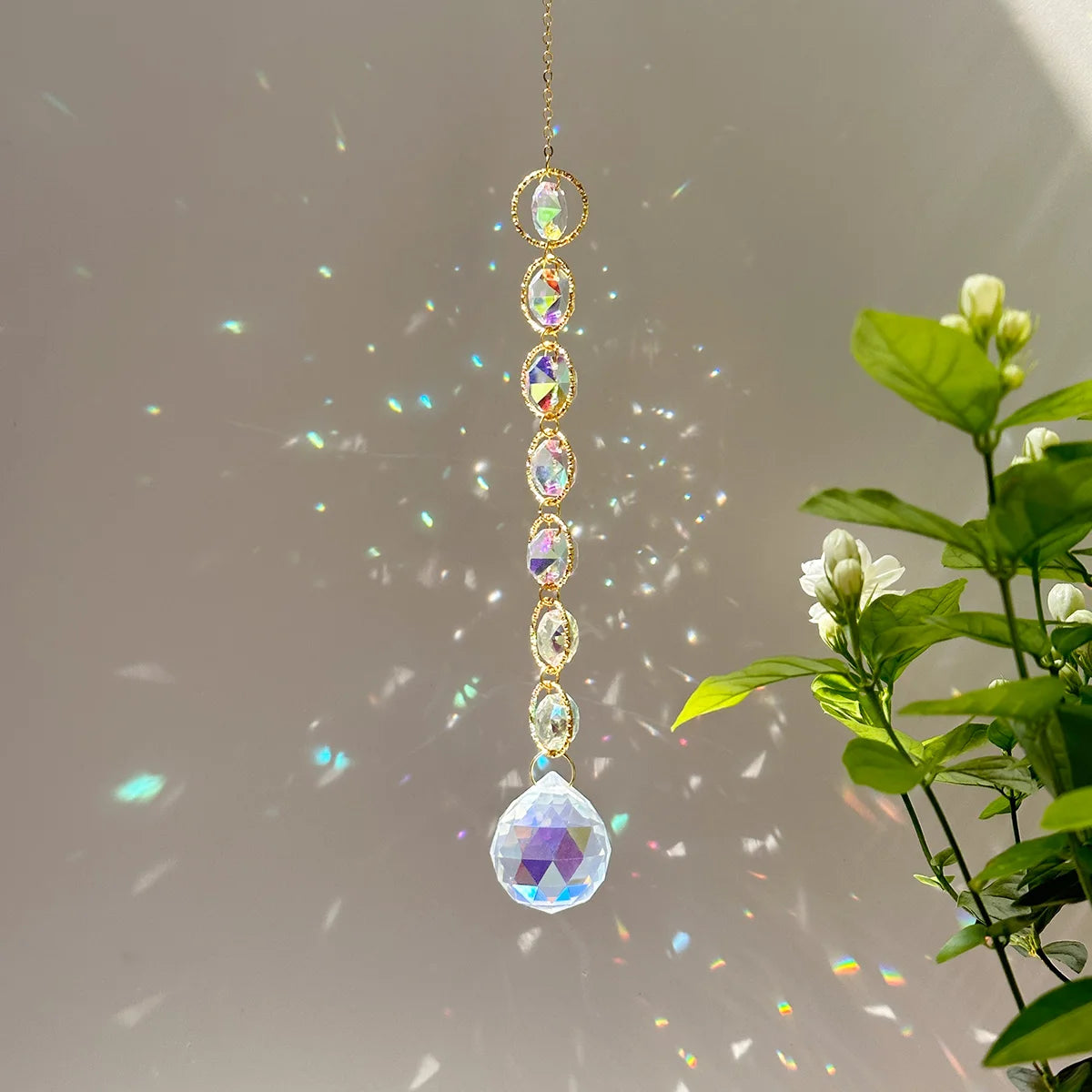 Rainbow Whimsy Crystal Suncatcher Mobile