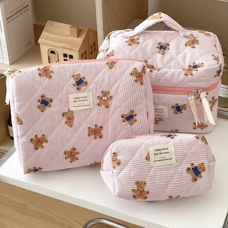Cozy Bear Quilted Makeup Bag | Three Sizes