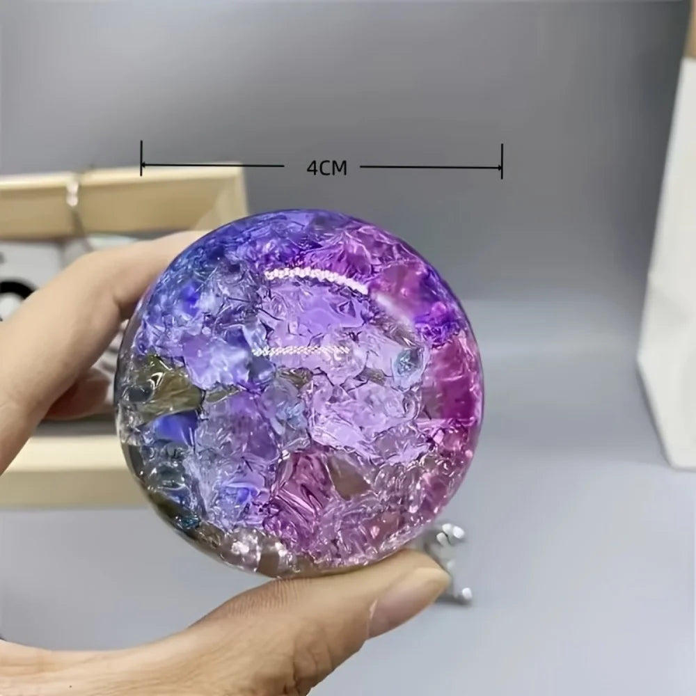 Ice Crack Crystal Ball | Colorful Glass Sphere for Home Décor & Fortune Telling