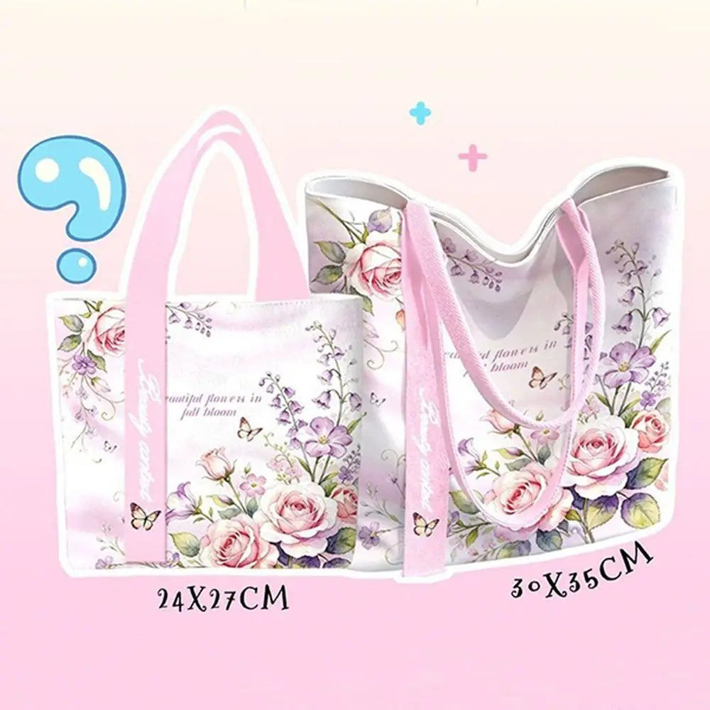 Floral Canvas Tote Bag | Two Size Options