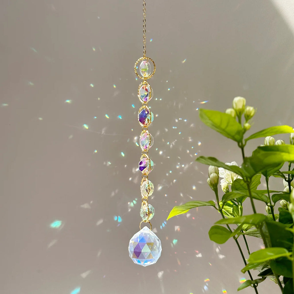 Rainbow Whimsy Crystal Suncatcher Mobile