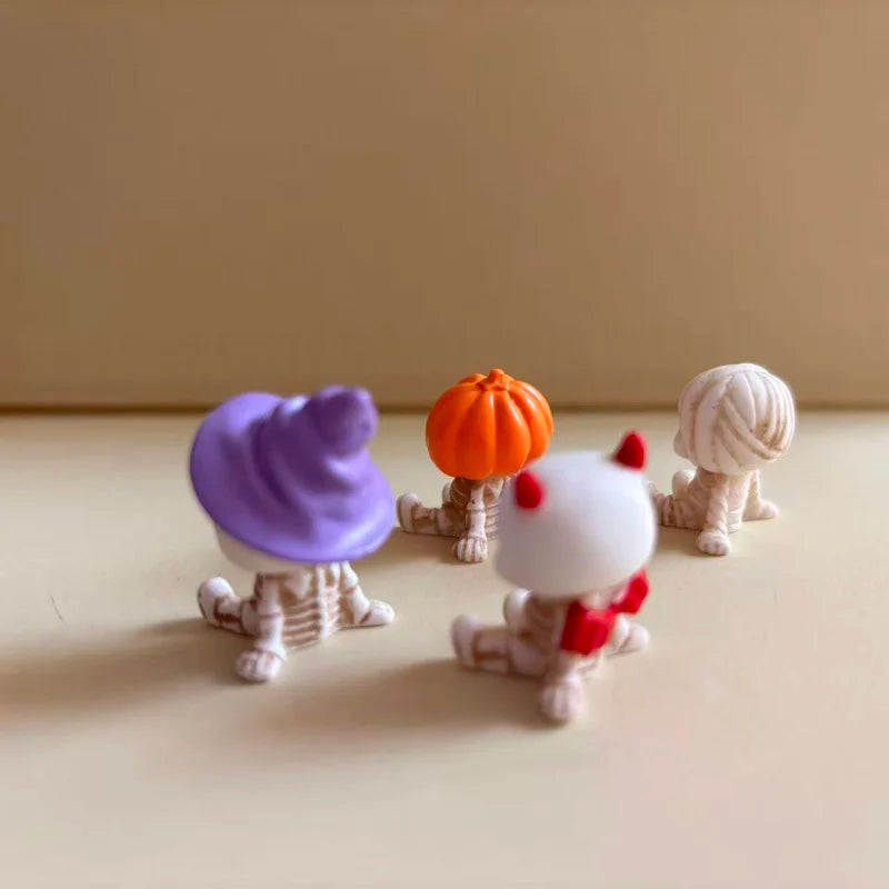 Halloween Mini Figurines Set | Pumpkins, Ghosts & Skulls | Spooky Resin Decor