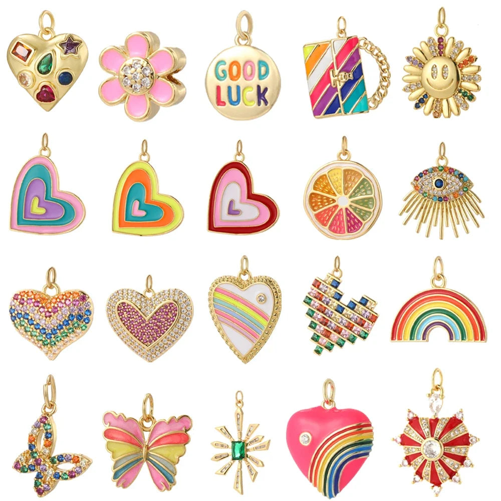 Bohemian Heart Charms – Copper DIY Pendants for Bracelets, Necklaces & Earrings