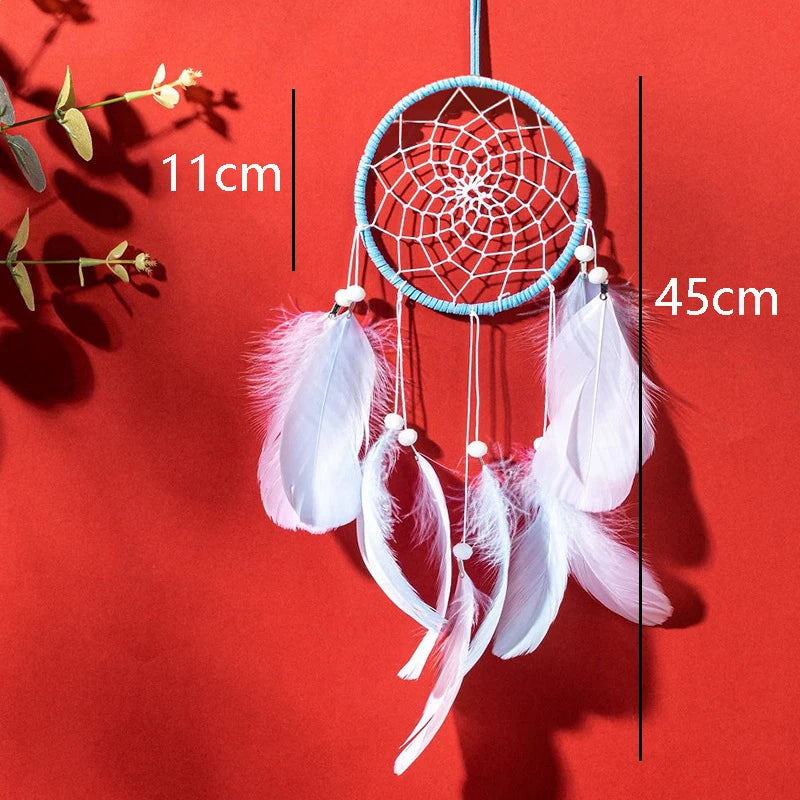 Indian Dream Catcher Wall Hanging | Feather & Bead Boho Wall Decor