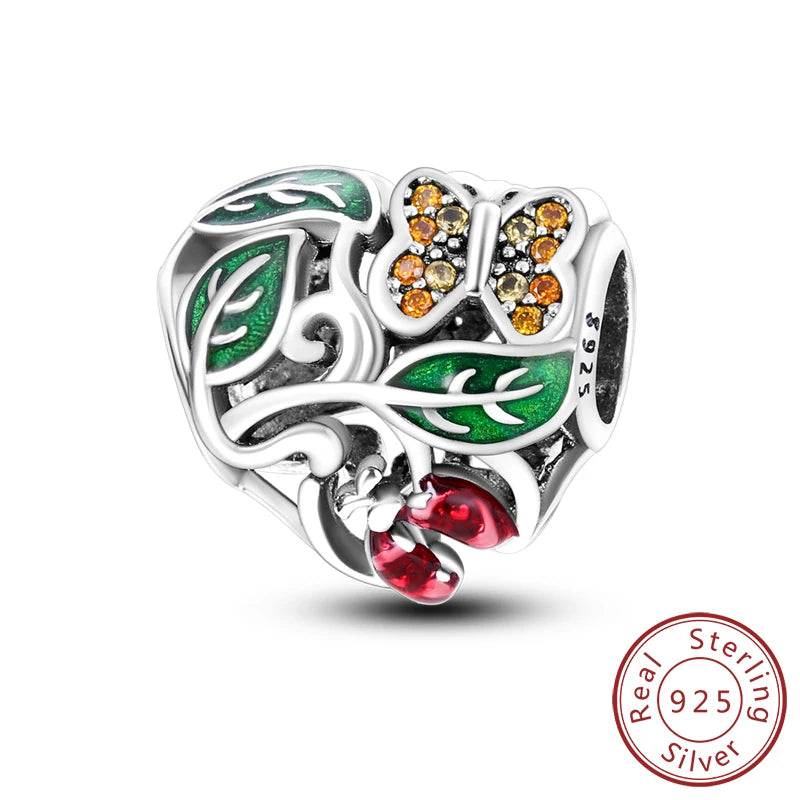 925 Silver Nature & Animal Charms – Butterfly, Floral & Woodland Pendants for Bracelets