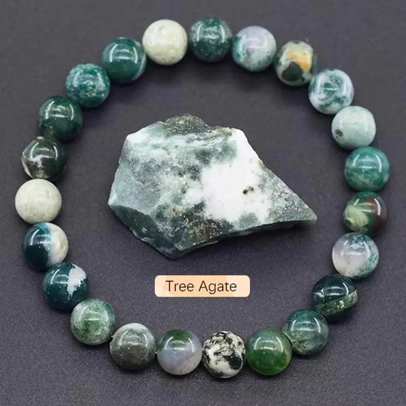 Natural Gemstone Beaded Bracelet — Healing Crystal Stretch Bracelet