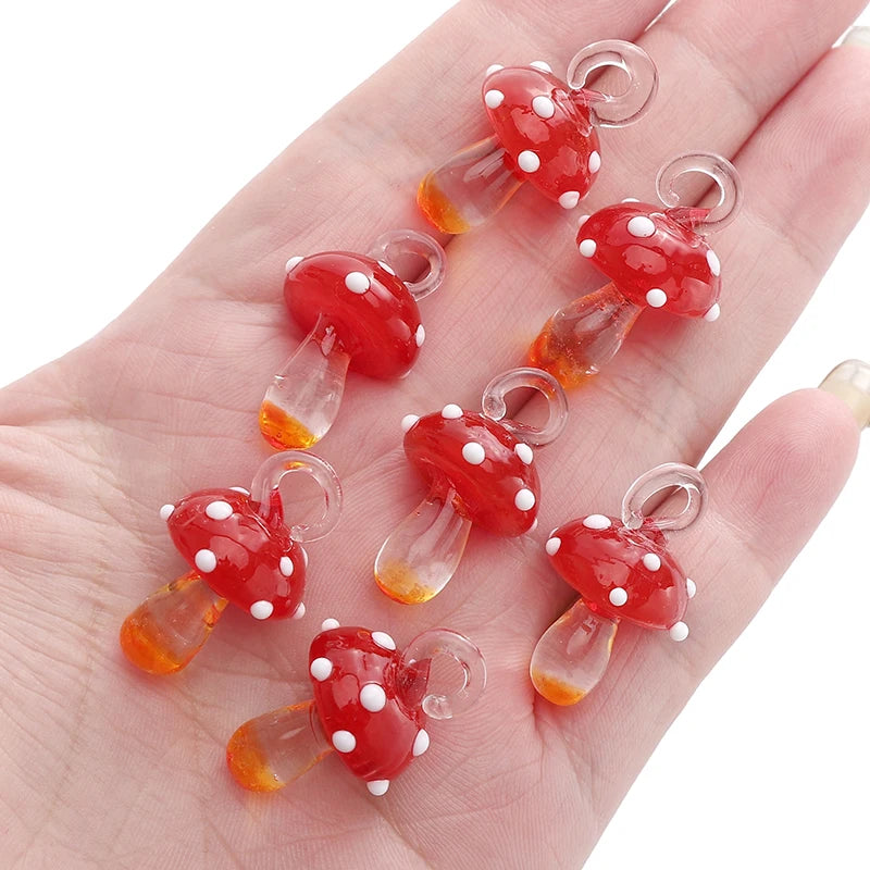 Lampwork Glass Mushroom Charm Bead – DIY Jewelry Pendant