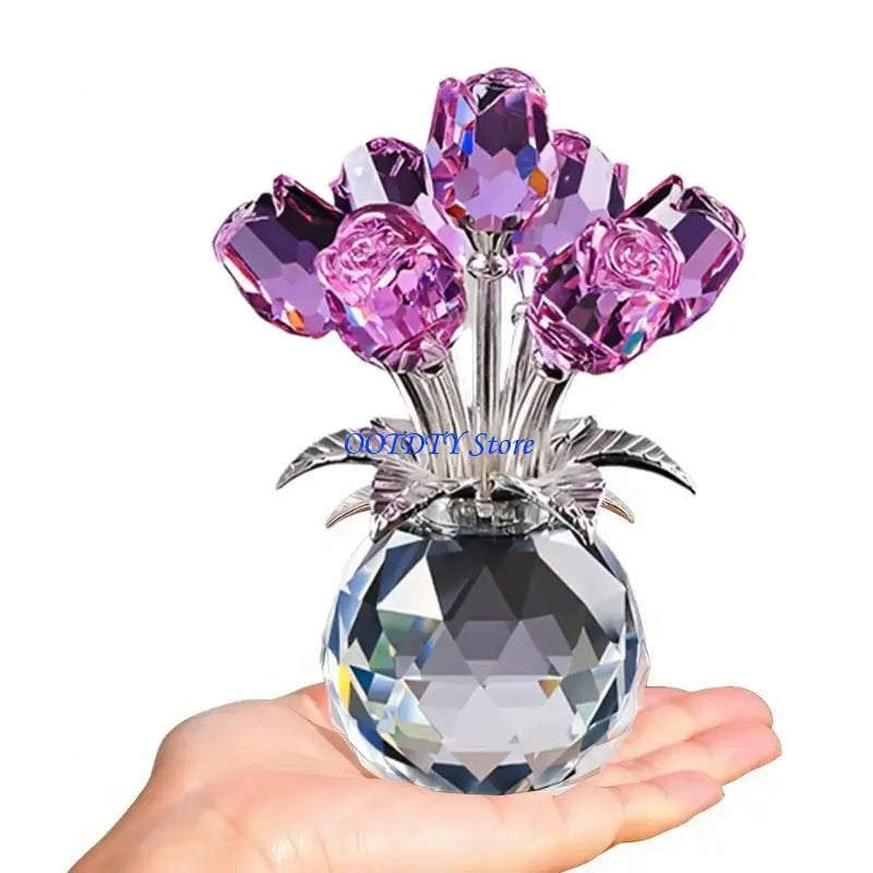 Handmade Crystal Rose Figurine — Elegant Flower Gift for Her