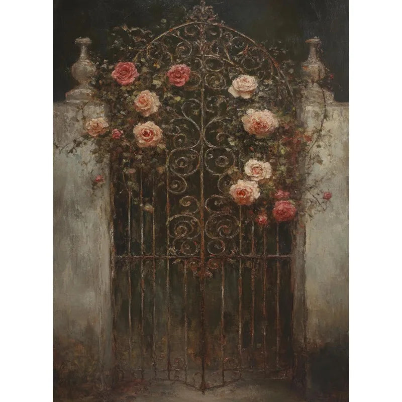 Gothic Castle Wall Art | Dark Academia Crow, Owl & Wildflowers Canvas Print