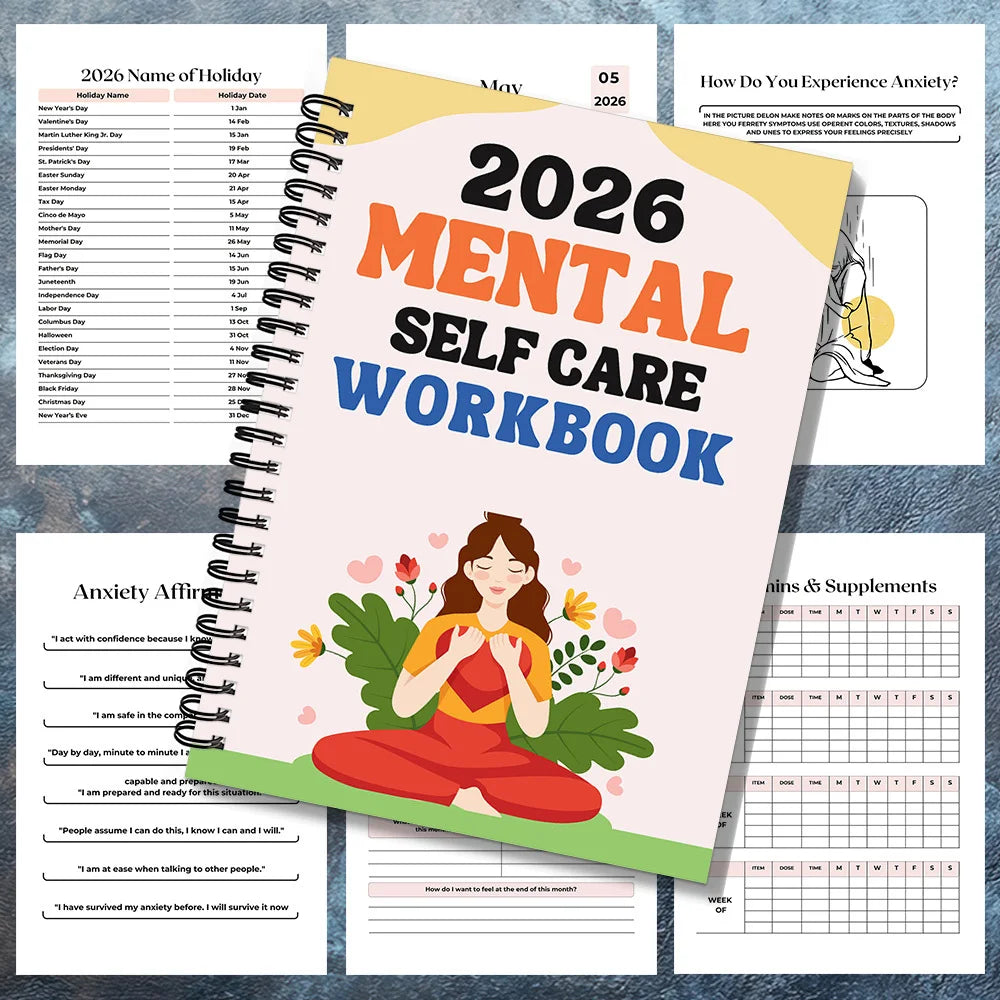 Mental Health Self-Care Workbook | Daily Wellness Planner with Mood Tracker & ADHD Support