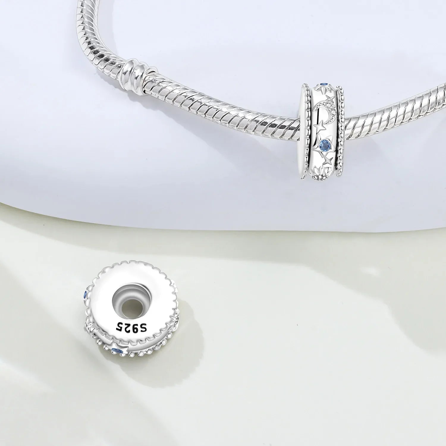 Moon & Sun Celestial Charms – 925 Sterling Silver Zircon Bracelet Pendants
