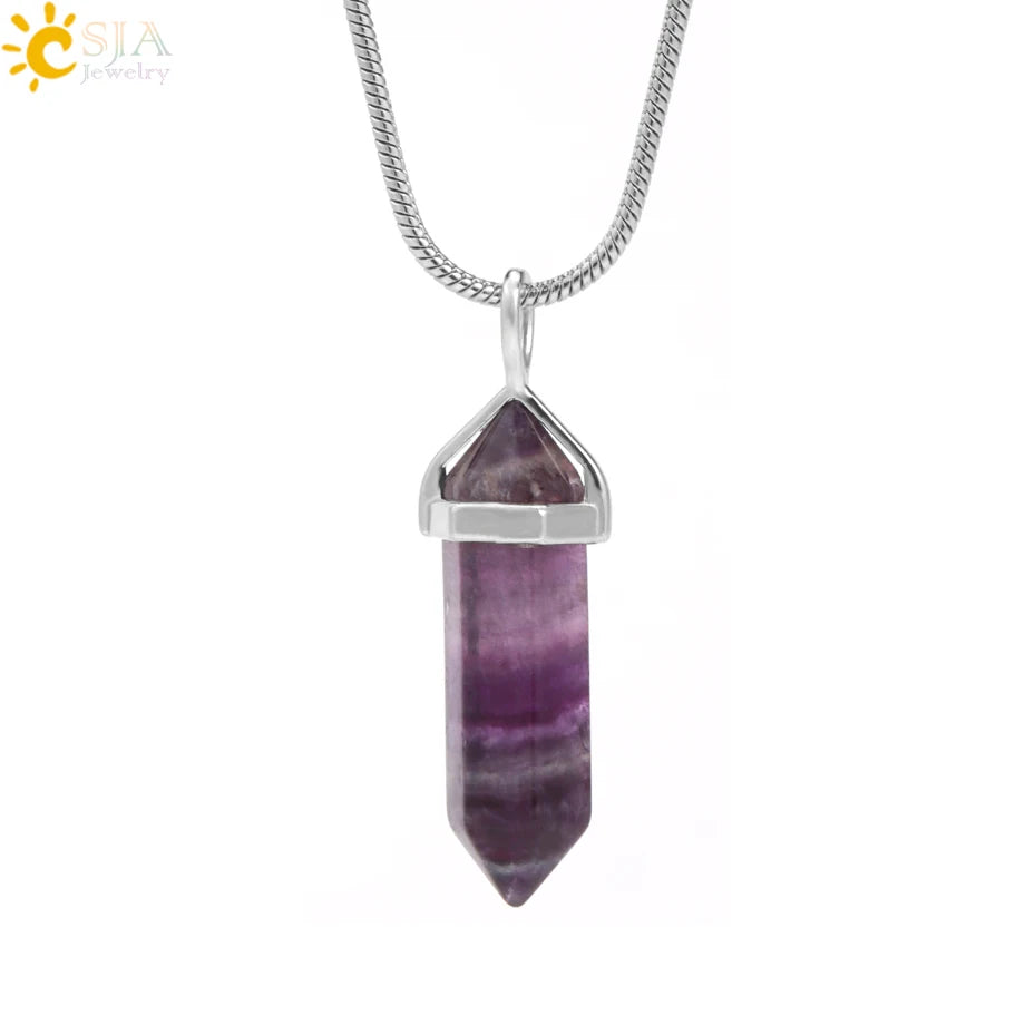 Fluorite Crystal Pillar Necklace