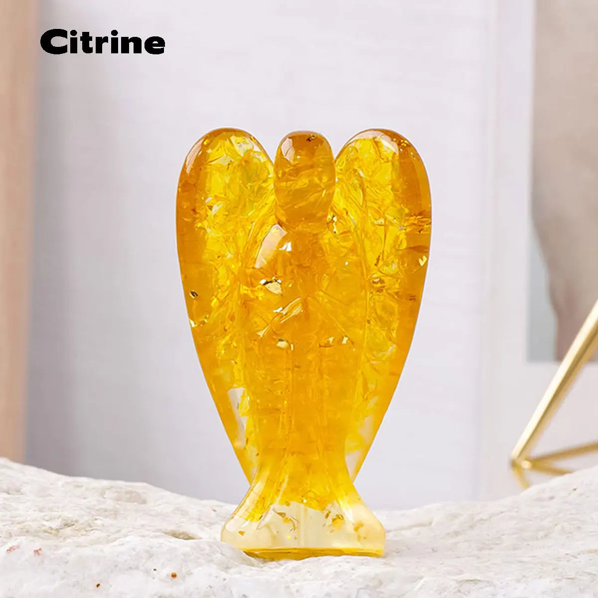 Crystal Gravel Resin Guardian Angel Figurine — Healing Stone Decor & Gift