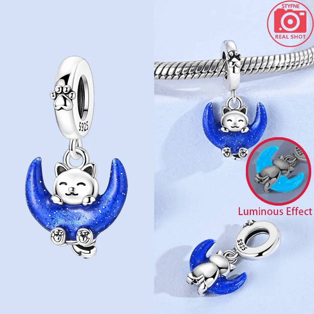 Silver-Plated Moon & Heart Charm Bead | Nickel-Free Copper Pendant for Bracelets & Keychains