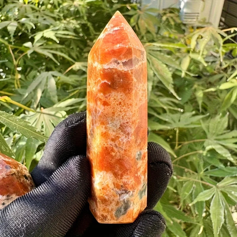 Blue Apatite & Sunstone Crystal Tower — Natural Dual-Energy Stone for Home Décor & Intention Work