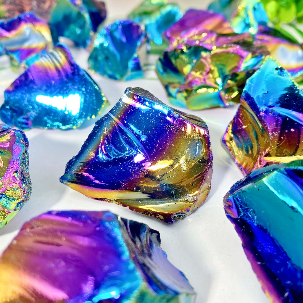 Rainbow Angel Aura Obsidian Crystal Raw Stone