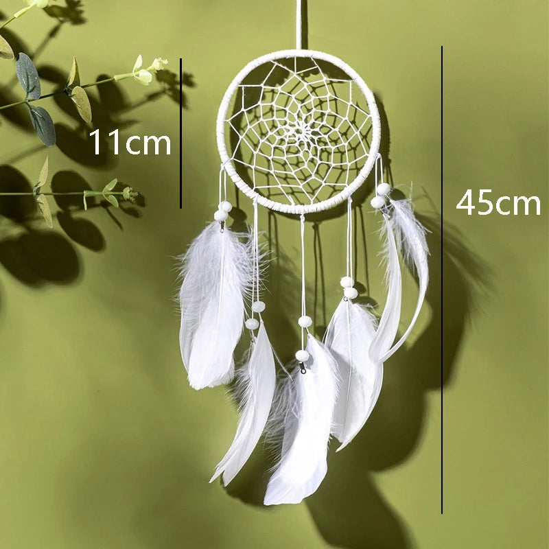 Indian Dream Catcher Wall Hanging | Feather & Bead Boho Wall Decor