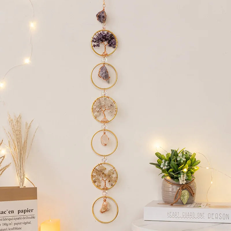 7 Chakra Crystal Tree of Life Hanging — Natural Gemstone Suncatcher