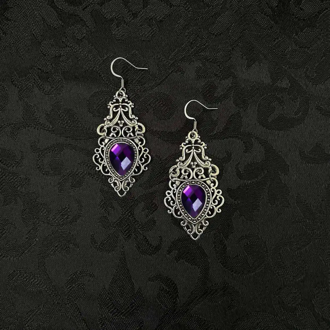 Carved Cameo Gothic Drop Earrings