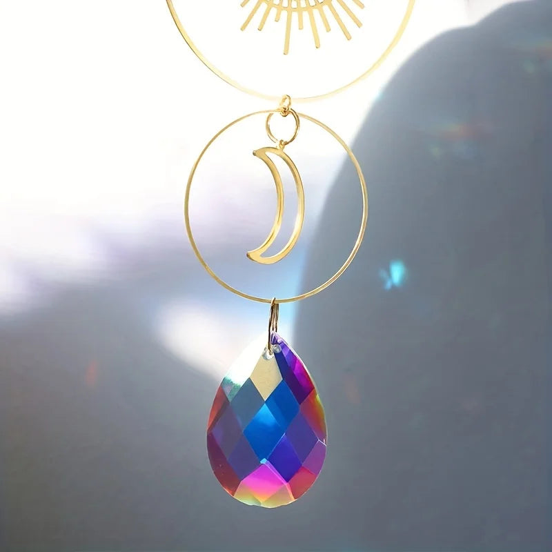 Crystal Ball Moon & Sun Suncatcher Pendant