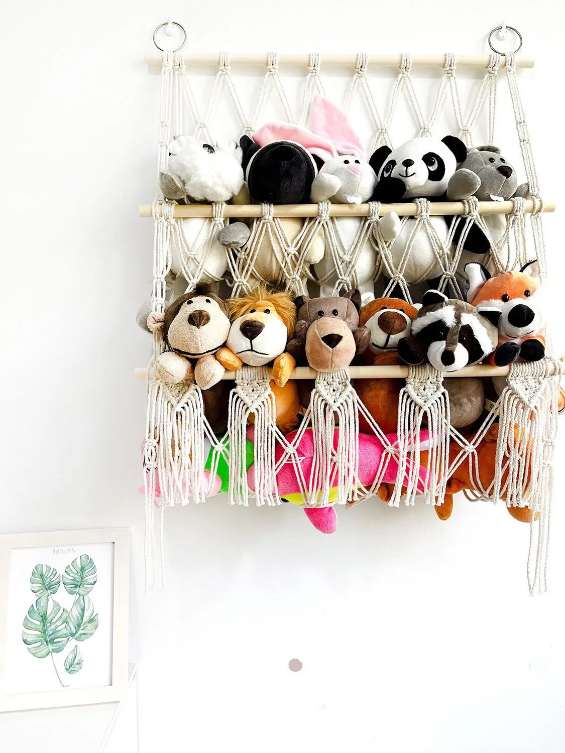 Boho Handwoven Storage Hammock | Wall-Mounted Stuffed Animal & Toy Organizer