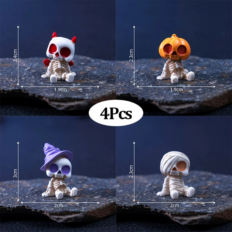 Halloween Mini Figurines Set | Pumpkins, Ghosts & Skulls | Spooky Resin Decor