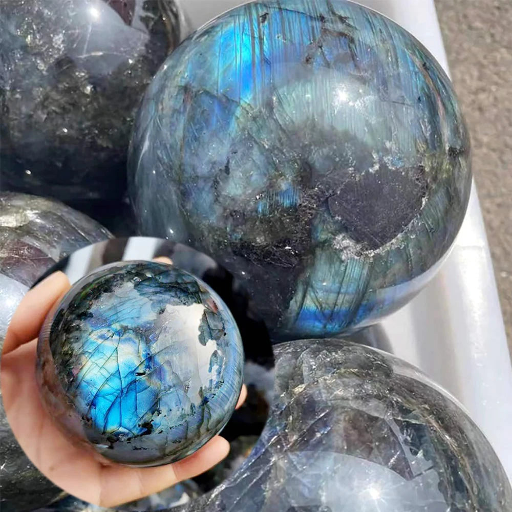 Natural Labradorite Crystal Sphere | Mystic Flash · Intuition, Protection & Magic