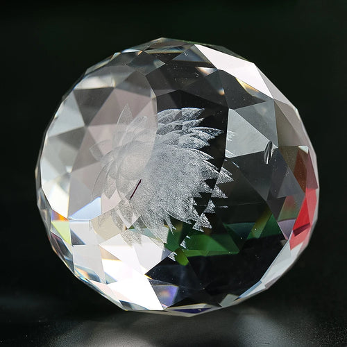 3D Lotus Flower Crystal Sculpture — Laser Engraved Glass Paperweight | Desk & Altar Decor
