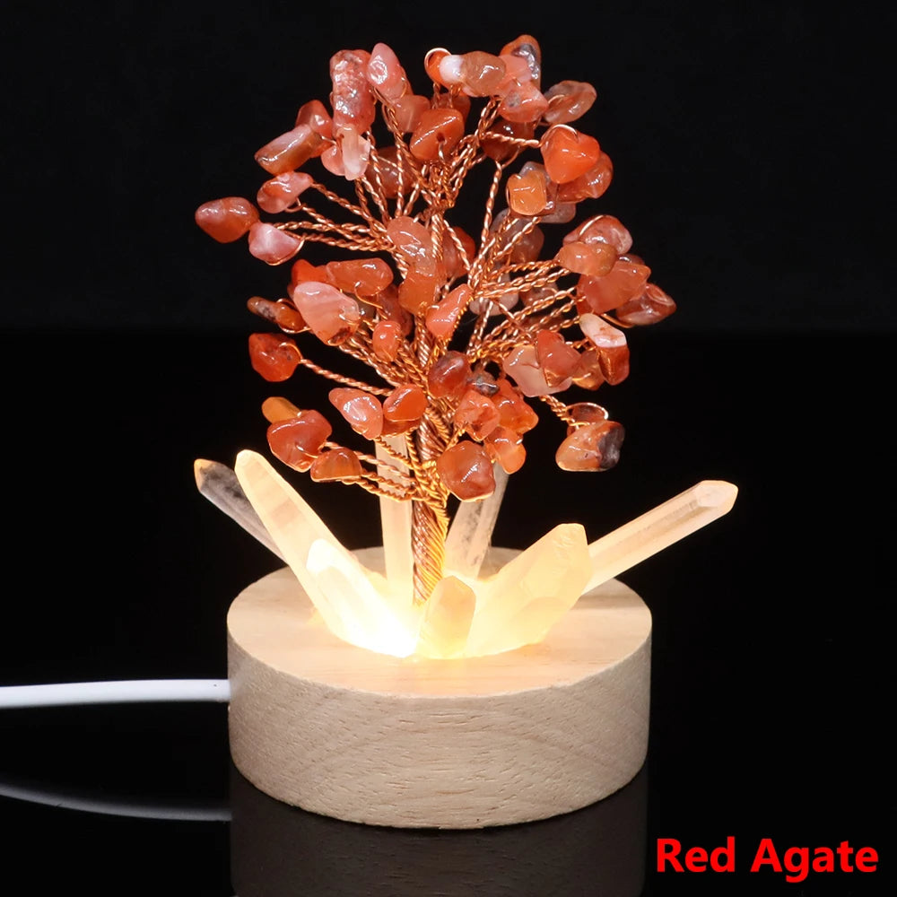 Crystal Tree Lamp – Natural Stone Reiki Healing Décor