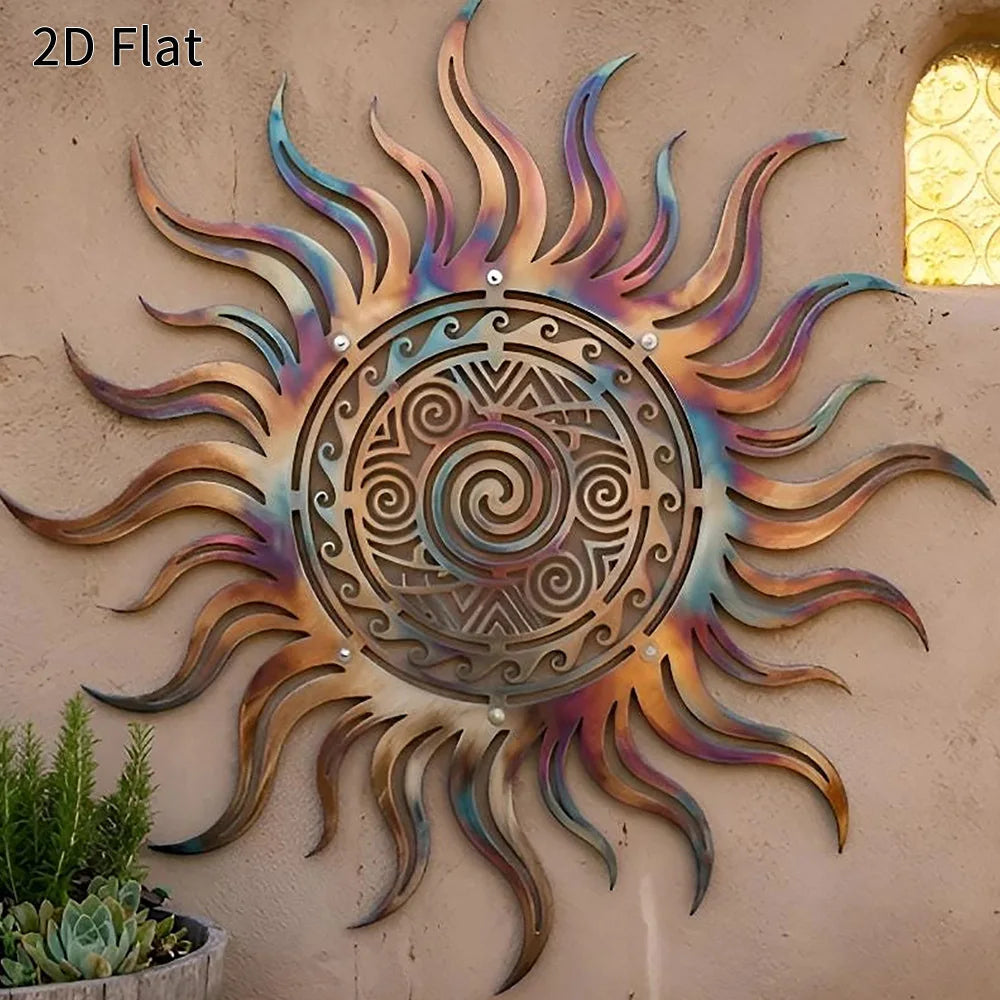 Rustic Boho Sunburst Iron Wall Art
