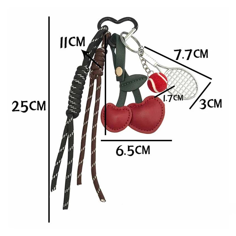 Cherry Leather Bag Charm Keychain | Cute Purse Accessory for Women