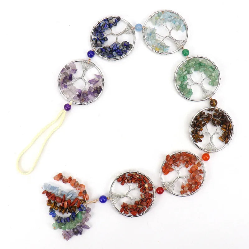 7 Chakra Crystal Tree of Life Hanging — Natural Gemstone Suncatcher